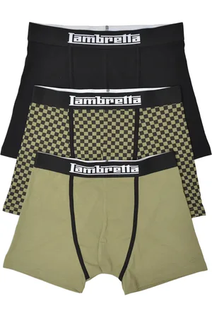 Lambretta Mens Assorted Designs Boxer Shorts (Pack of 3) ( Green/Black) - Size Large