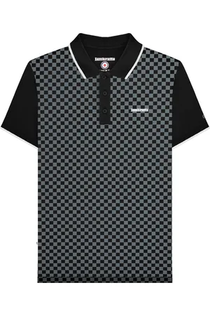 Lambretta Mens Two Tone All-Over Print Polo Shirt Cotton - Size Medium