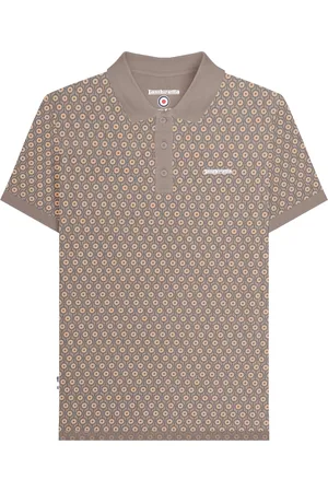 Lambretta Mens AW24 Geometric Polo Shirt (Cinder) - Cotton - Size 2XL