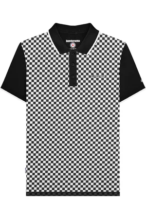 Lambretta Mens Two Tone All-Over Print Polo Shirt ( /White) Cotton - Size X-Large