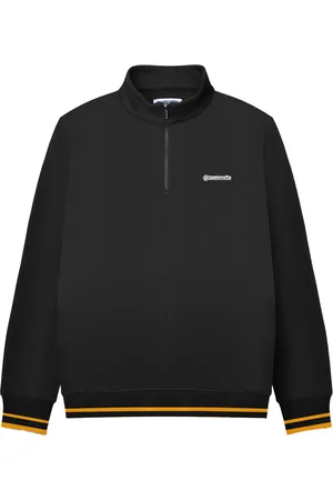 Lambretta Mens Tipped Quarter Zip Sweatshirt ( /Gold) - Size Large
