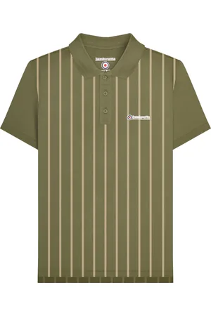 Lambretta Mens Pinstripe Polo Shirt ( Green/Cream) Cotton - Size 4XL