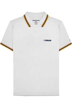 Lambretta Mens SS25 Triple Tipped Polo Shirt (White/Gold) - Cotton - Size Large
