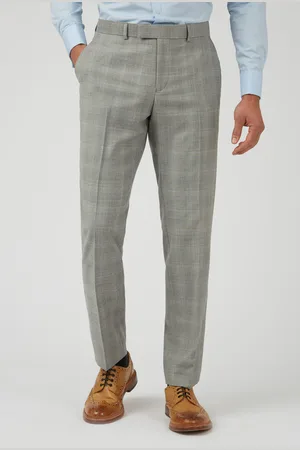 Limehaus Mens Tailored Fit Peach Check Trousers - Size 38 Regular