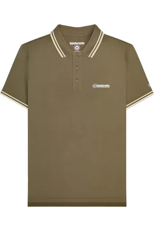 Lambretta Mens SS25 Twin Tip Polo Shirt ( Brown/Oatmeal) Cotton - Size 2XL