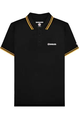 Lambretta Mens SS25 Twin Tip Polo Shirt ( /Gold) Cotton - Size Large