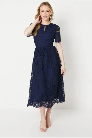 Oasis Womens Occasion Lace Collared Midi Dress - - Size 12 UK