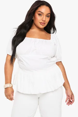 Boohoo Womens Plus Cotton Puff Sleeve Blouse - - Size 20 UK