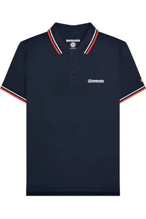 Lambretta Mens SS25 Twin Tip Polo Shirt ( /White/Red) Cotton - Size 3XL