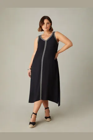 Live Unlimited London Womens Knit Trim Hanky Hem Dress - Size 28 UK