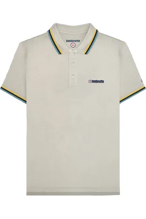 Lambretta Mens SS25 Triple Tipped Polo Shirt (Pebble/Yellow/Smoke Blue) - Cotton - Size Medium