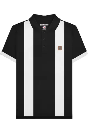 Lambretta Mens Vintage Panelled Polo Shirt ( /White) Cotton - Size Small