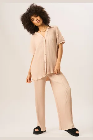 Gini London Womens Plisse Short Sleeve Oversized Shirt - - Size Small
