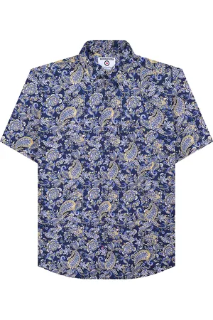 Lambretta Mens Paisley Short-Sleeved Shirt ( /White) Cotton - Size Medium