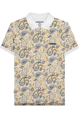 Lambretta Mens SS25 Paisley Branded Polo Shirt ( /Navy) Cotton - Size X-Large