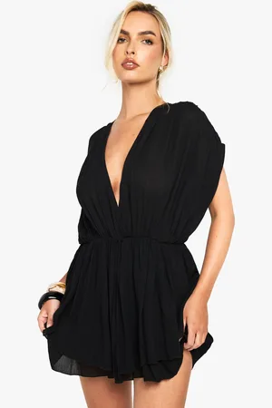 Boohoo Womens Cheesecloth Plunge Layered Playsuit - Viscose - Size 12 UK
