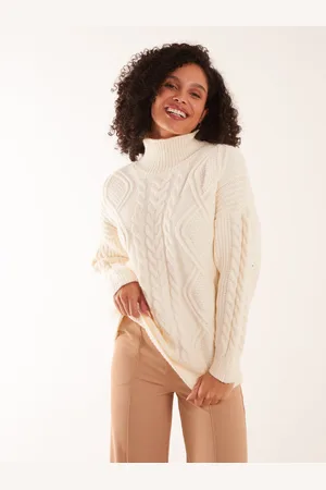 Blue Vanilla Womens Cable Knit Roll Neck Jumper - - Size Medium/Large