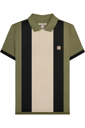 Lambretta Mens Vintage Panelled Polo Shirt ( Green) Cotton - Size Small