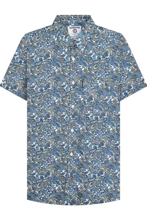 Lambretta Mens SS25 Paisley Shirt ( /Blue) Cotton - Size Medium