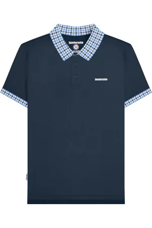 Lambretta Mens SS25 Gingham Big & Tall Polo Shirt Cotton - Size 5XL