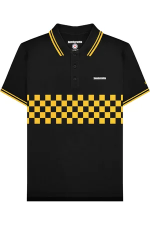 Lambretta Mens SS25 Two Tone Tipped Polo Shirt ( /Gold) Cotton - Size Large