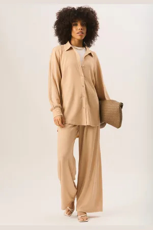 Gini London Womens Textured Oversize Fit Long Sleeves Shirt - - Size Small/Medium