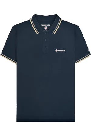 Lambretta Mens Twin Tip Big & Tall Polo Shirt (Navy/Cinder/Cream) - Cotton - Size 5XL