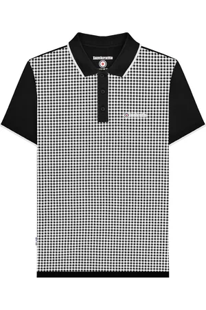 Lambretta Mens Gingham All-Over Print Polo Shirt Cotton - Size X-Large