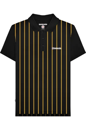 Lambretta Mens Pinstripe Polo Shirt ( /Gold) Cotton - Size 3XL