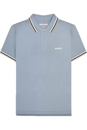 Lambretta Mens SS25 Triple Tipped Big & Tall Polo Shirt (Dusky Blue/White/Navy/Cream) - Cotton - Size 4XL