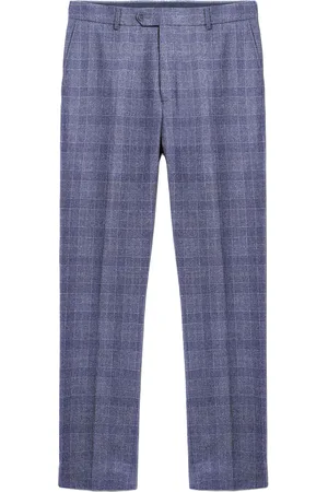 Lambretta Mens Bradley Checked Suit Trousers (Slate) - - Size 39W/32L
