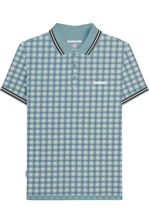 Lambretta Mens SS25 Geometric Polo Shirt (Smoke ) Cotton - Size Small