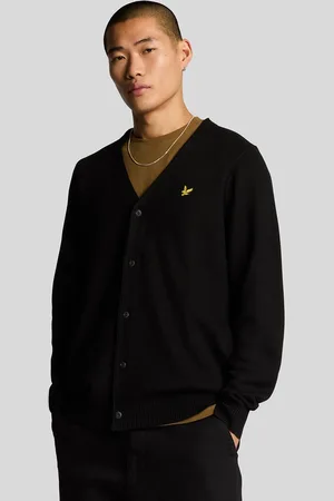 Lyle & Scott Mens Double Knit V Neck Cardigan - Viscose - Size Large