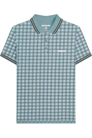 Lambretta Mens SS25 Geometric Big & Tall Polo Shirt (Smoke ) Cotton - Size 5XL