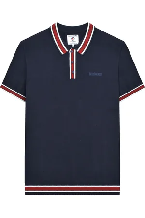 Lambretta Mens Valero Knitted Tipped Short-Sleeved Polo Shirt Cotton - Size Large