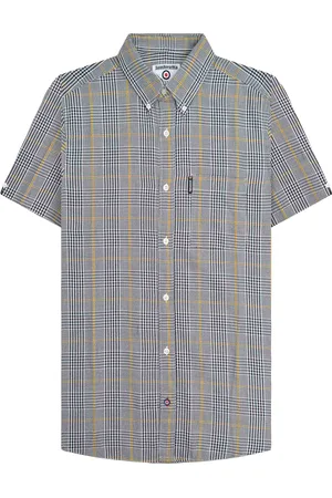 Lambretta Mens SS25 Houndstooth Shirt ( /Black/Gold) Cotton - Size X-Large