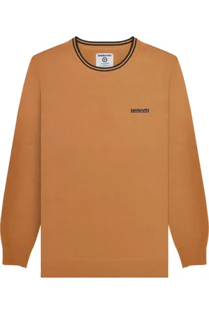 Lambretta Mens Knitted Tipped Jumper (Tobacco/Navy) - Cotton - Size X-Large