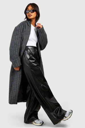 Boohoo Womens Faux Leather Wide Leg Trouser - - Size 8 UK