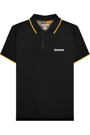 Lambretta Mens Paisley Lined Polo Shirt ( /Gold) Cotton - Size 3XL