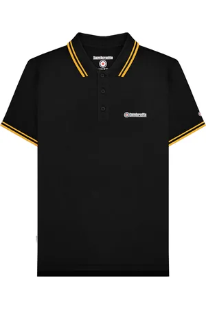 Lambretta Mens SS25 Twin Tip Polo Shirt ( /Gold) Cotton - Size Medium