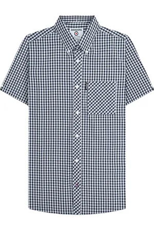 Lambretta Mens SS25 Gingham Shirt ( /White) Cotton - Size Small