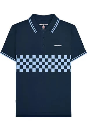 Lambretta Mens SS25 Two Tone Tipped Polo Shirt ( /Clear Sky) Cotton - Size 2XL