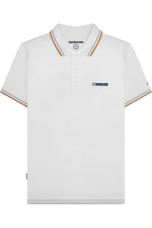 Lambretta Mens SS25 Twin Tip Polo Shirt (White/Sky) - Cotton - Size Medium