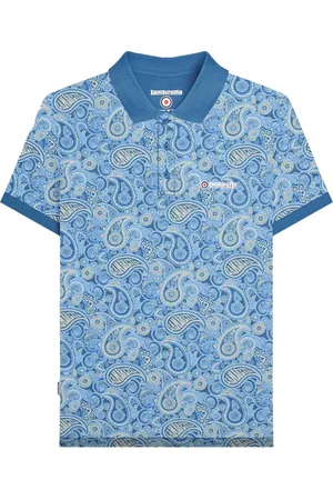 Lambretta Mens SS25 Paisley Branded Polo Shirt (Dark Blue/Wood Ash) - Cotton - Size X-Large
