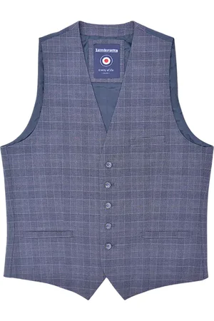 Lambretta Mens Bradley Checked Waistcoat (Slate) - - Size 40 inch