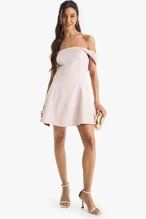 Boohoo Womens Satin Bardot Skater Mini Dress - - Size 16 UK
