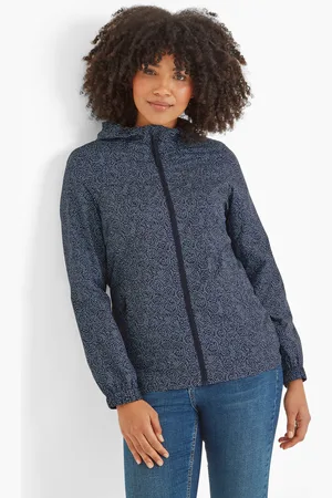 Tog 24 Craven Womens Waterproof Packaway Jacket - Dk Indigo Abstract Print - - Size 20 UK