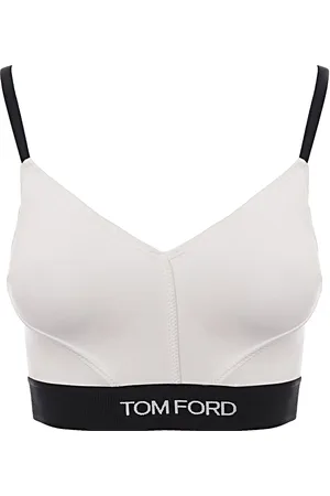 Tom Ford Womens C/O Modal Signature V Neck Logo Crop Top in - Size 2XS