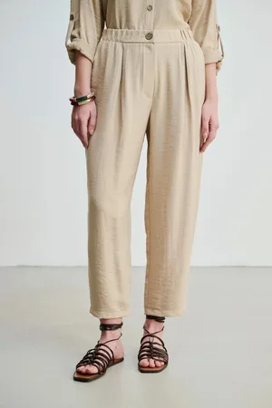 Gusto Womens High Waist Textured Trousers - - Size X-Large