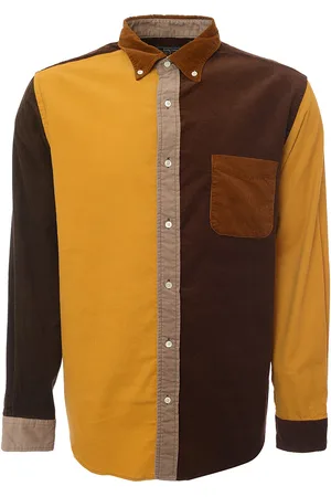 Beams Mens Cord Panel Shirt In - Size Medium